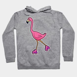 Flamingo as Skater with Roller skates Hoodie